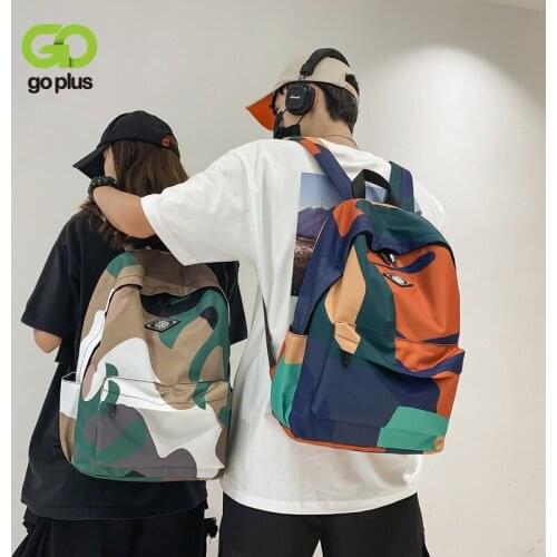 GOPLUS Preppy Style Patchwork Womens Backpack 2021 Waterproof Large Capacity Graffiti Backpacks for School Teenagers Girls