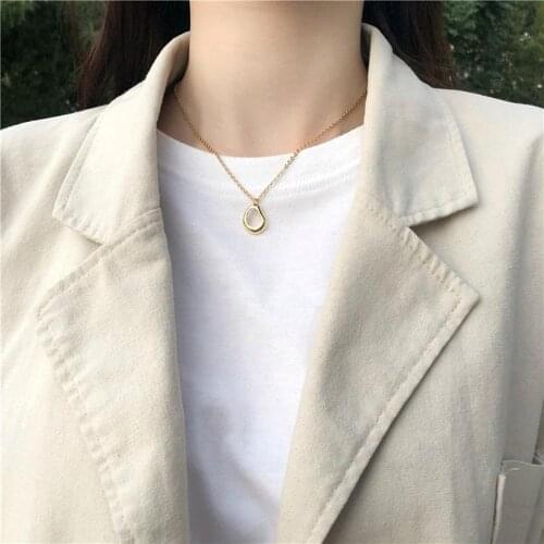 Golden color Temperament Unique Design Irregular Necklace Hollow Out Geometry Metal Pendeloque Cut Chain Choker women Jewelry