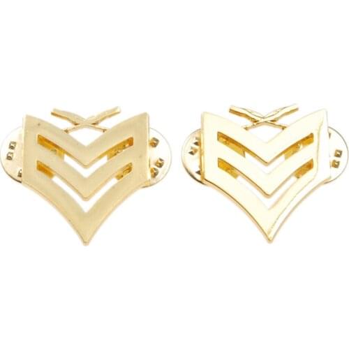 PAIR OF US USMC MARINE CORPS SERGEANT INSIGNIA RANK METAL PIN GOLD BADGE