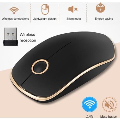 Gold black round silent wireless mouse ergonomic 2.4g computer business mouse