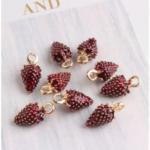 10 pcs 8*16mm Oil Drop Berry Fruit Enamel Charms Fits Bracelet DIY Gold Metal Pendant Earring Jewelry Accessories New YZ290