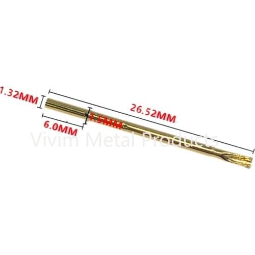100 PCS Round Double Tube Gold Plated Spring Test Probe RM75-4S Length 26.52mm Needle Tube Diameter 1.32mm Power Tool Test Probe