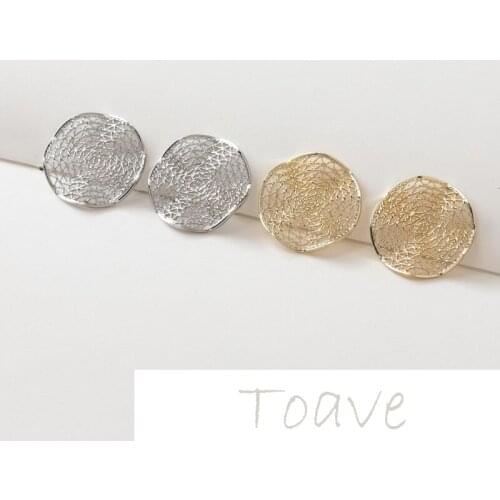 14K gold-covered round concave-convex surface simple temperament diy earring material accessories