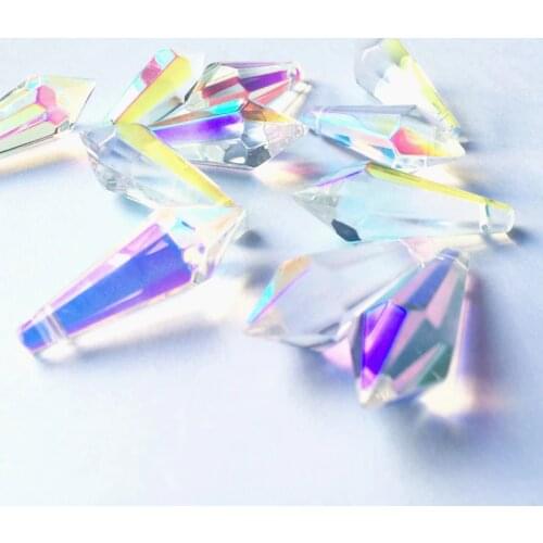 50pcs 37mm Colourful K9 Crystal Glass AB Color U-drop Icicle Chandelier Part (Free Rings) Crystal Prisms For Table Lamp Pendant