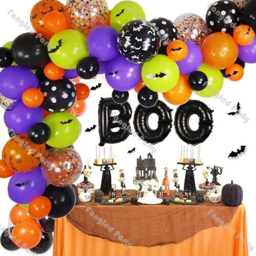 90pcs Matte Orange Black Purple Green Halloween Balloons Kits Latex Balloon Chain Party Decoration Balloon Garland Supplies