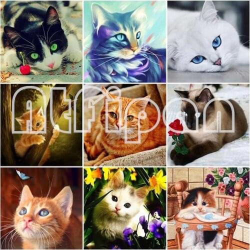 DIY Cat 5D Diamond Painting Full SquareRound Drill Animal Diamond Embroidery Mosaic Cross Stitch Resin Wall Art Home Decor Gift