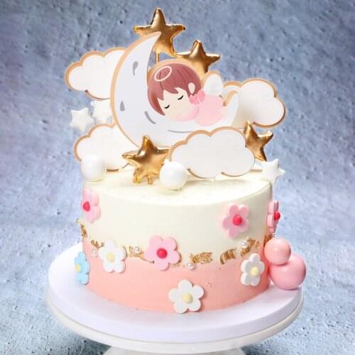 Angel Moon Baby Cake Topper Lovely Cake Picks Cupcake Toppers Decor Party Supplies Baby Shower Birthday Baby Girl Birthday