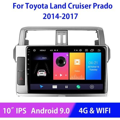 Android 9.0 WIFI Car Radio Multimedia Video Player For Toyota Land Cruiser Prado 2014 2015 2016 2017 GPS Navigation 2Din No DVD