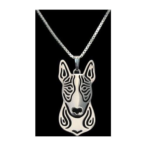 Bull terrier - Gold and silver pendant and necklace jewelry Simple abstract animal