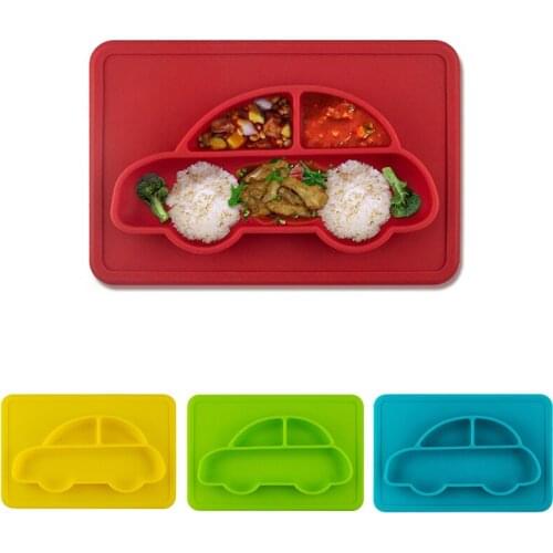 Fruit Food Toddle One-Piece Tableware Dining Plate Dishes Mat Strong Suction Car Model Children Cute Non-slip Silicone