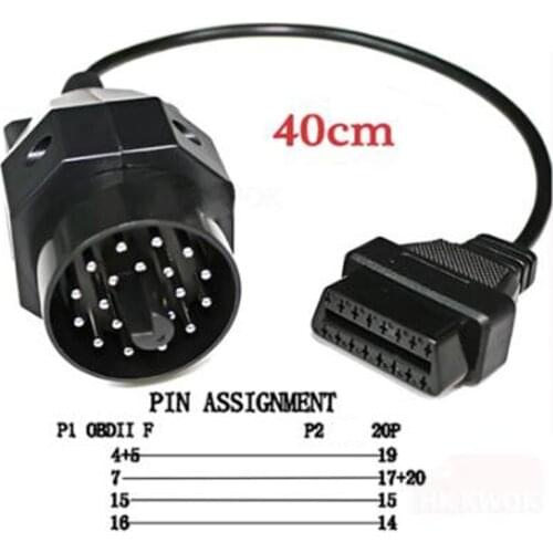 For BMW 20 Pin Male TO 16PIN Female OBD2 Cable Car Auto Diagnostic Connector 20pin Adapter Tool Cable