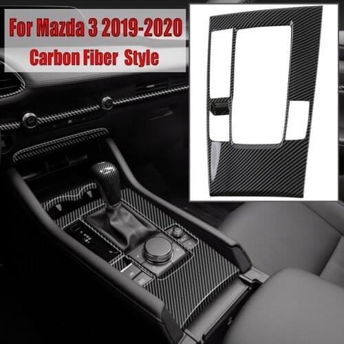 For Mazda 3 2019-2020 Car Gear Shift Box Central Control Panel Cover Carbon Fiber Stickers Trim Strips Garnish Car-styling