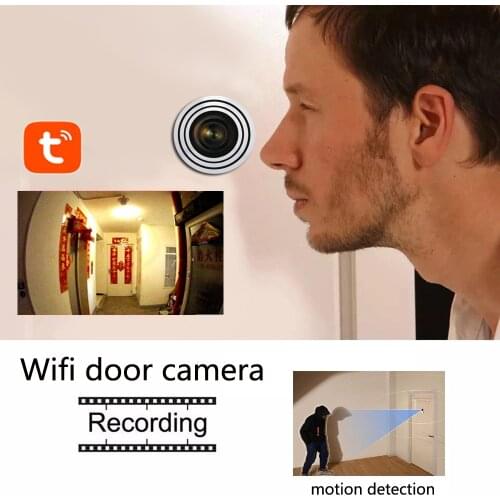 Tuya Door Eye Hole Security 1080P HD 1.7mm Lens Wide Angle FishEye CCTV Network Mini Peephole Door WifI Camera P2P ONVIF SD Card