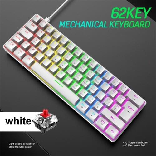 T60 62 Keys Mechanical Keyboard NKRO 18 Kind Backlight Type-C USB Wired Waterproof ABS Keycap for 60% PC Gaming Keyboard