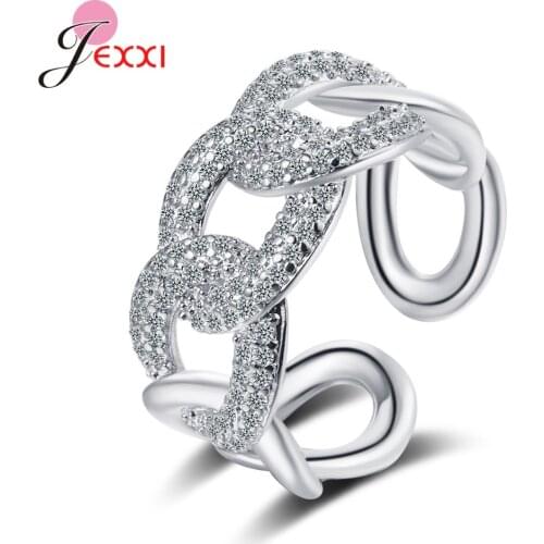 Amazing Special Design 925 Sterling Silver Chain Finger Rings For Women Girls Lovely Wedding Engagement Party Jewelry