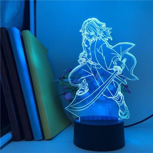 Room 3D Illusion Night Light Lamp Bedside Demon Slayer Anime Nightlight Tomioka Giyuu Remote Sailor Party Decor Birthday Gift