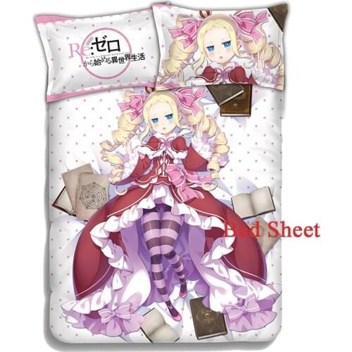 Japan Anime Re:Zero kara Hajimeru Isekai Seikatsu Beatrice 4pcs Soft Bedding Set Duvet Cover Sheet with Pillowcase