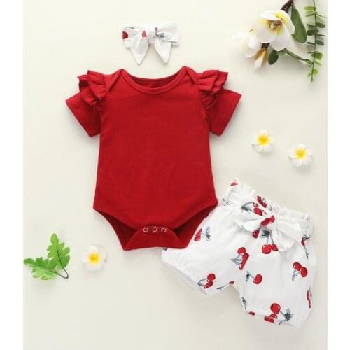 Newborn Baby Girls Clothes Sets Outfits Summer Ruffle Short Print Toddler Girls Toddler Bebe Infant New Born Clothing