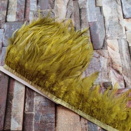 Beautiful 1 Meters 8-12 CM Olive Green Natural Chicken Feathers Cloth Belt DIY Clothing Stage Performances Decoration