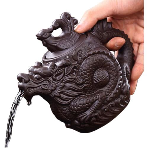 Hot Sale Purple Clay Teapot,traditional Chinese Tea Pot Dragon And Phoenix Tea Kettle Premium Tea,purple Clay Kungfu Tea Set