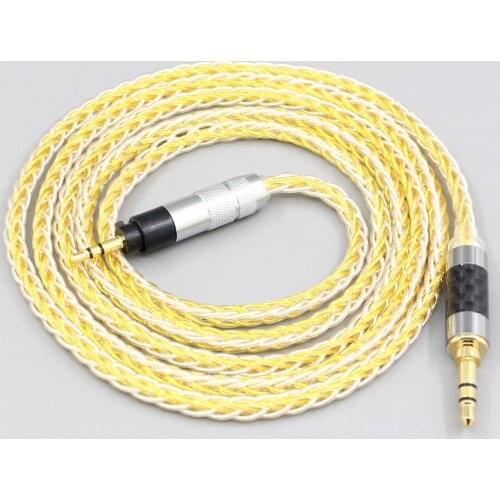 LN007274 8 Core Silver Gold Plated Braided Earphone Cable For Sennheiser Urbanite XL On Over Ear Headphone