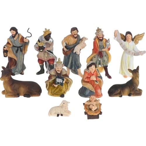 Jesus Manger Miniature Ornament Statue Nativity Scene Christmas Crib Figurines Baby Church Catholic Gift Home Decor car interior
