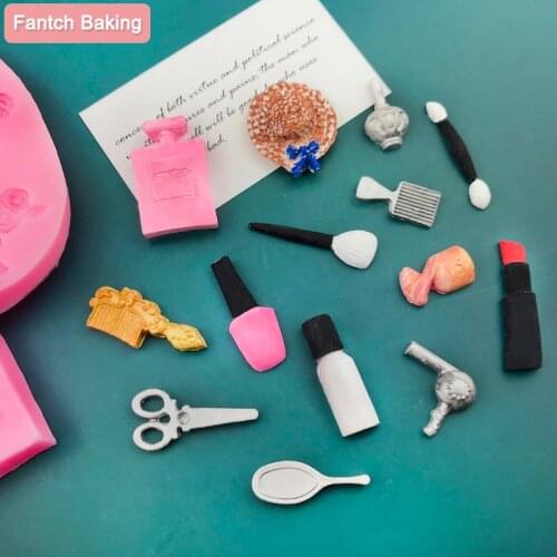 Reusable Hairdressing Cosmetics Lipstick Silicone Cooking Chocolate Cake Fondant Mold Cake Decoration Tools Household Moulds