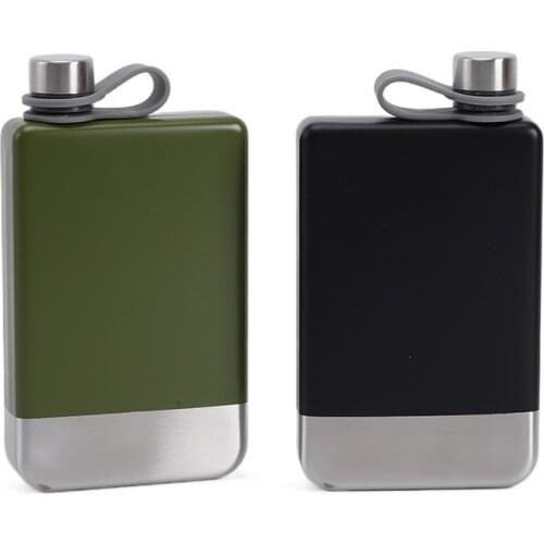Fashion 9oz Brushed Outdoor Carry Wine Pot Creative Flat Durable Whiskey Vodka Integrated Wine Bottle Hip Flask