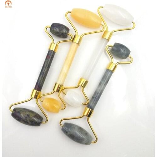 Natural Jade Topaz Portable Pratical Facial Massage Roller Anti Wrinkle Face Slimming Shaper Body Foot Relaxation Beauty Tool