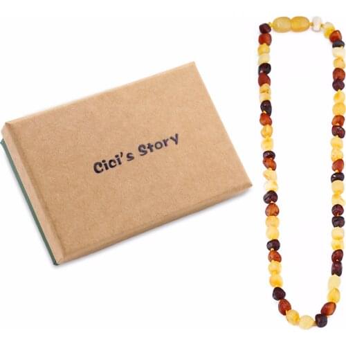 Raw Baltic Amber Teething Necklace/Bracelet for Baby (Multicolor Raw) - 3 Sizes - Natural Anti Inflammatory Beads - Lab Tested