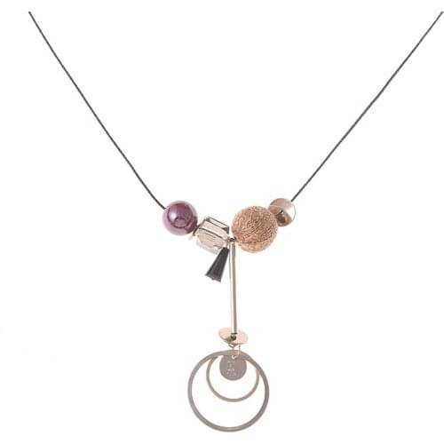 Pendant Necklaces for Women Fashion Jewelry Gold Boho Cute Beads Long Copper Snake Chain Necklace Girls Accessories 2020 Spring