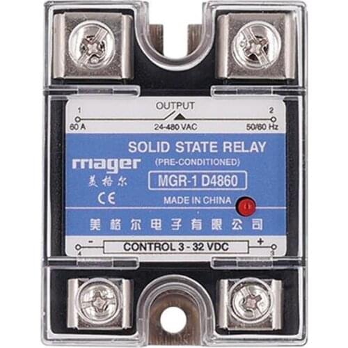 Smart home relay power accessories SSR 60A Single Phase Solid State Relay DC Control AC MGR-1 D4860 Load voltage 24-480V
