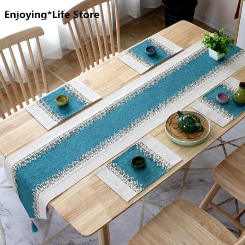 Luxury Table Runner and Placemat Modern Lace Table Runner Christmas Wedding Party Hotel Tablecloth Nordic Bed Runner Tassel