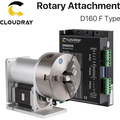 Cloudray Diameter 160mm Rotary Device with Three Chuck Rotary Attachment + Nema 34 Driver for Fiber Marking Machine Extra Axis