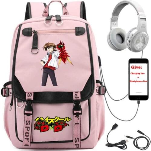 USB Charging teenagers Laptop packsack anime High School DxD backpack student School book Bag Women men Travel Backpack