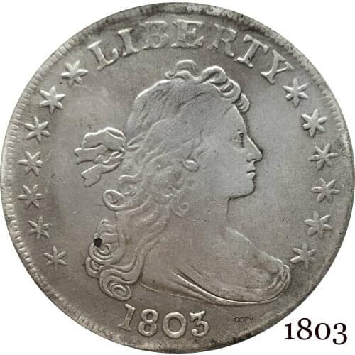 United States Of America Coin 1803 Liberty Draped Bust One Dollar Heraldic Eagle Cupronickel Silver Plated Copy Coins