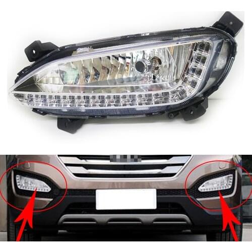 LED Fog Light For Hyundai Stantafe IX45 2013 2014 2015 Fog Lamp Car Front Bumper Grille Signal Lamp Driving Fog Lights Assembly
