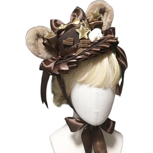 Sweet Lolita Ribbon Bowknot Mini Top Hat Cute Cartoon Plush Bear Ears Headdress Anime Kawaii Cosplay Hair Accessories