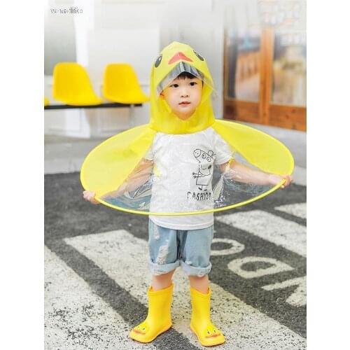 Vanzlife Childrens flying saucer raincoat and Hat Baby rain gear boys and girls kindergarten waterproof lovely cloak poncho