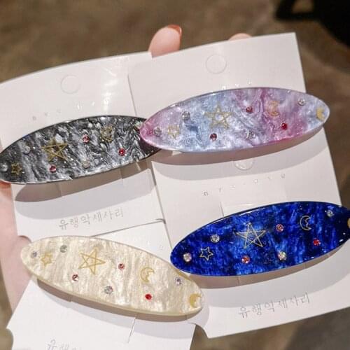 1Pcs New Women Elegant Colorful Starry Sky Plastic Hairpins Sweet Hair Clip Headband Barrettes Fashion Hair Accessories
