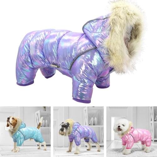 Winter Dog Clothes Warm Dog Coat Luxury Fur Hoodies Waterproof for Small Medium Dogs Windproof Reflective Pet Puppy Clothing
