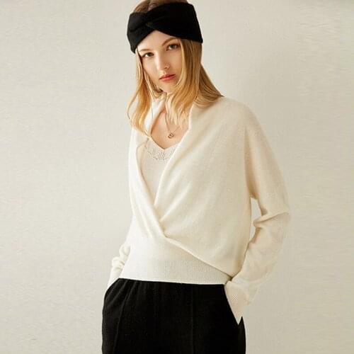 100% Cashmere Sweater Women V Neck Long Sleeves 3 Colors Ladies Pullovers Loose Elegant Sexy Knitwear New Fashion