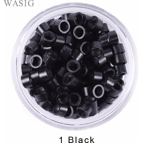 1000pcs 4.0*2.7*2.7 Hair Extension Microringe Micro Links Rings Beads Links with Screws Thread Aluminium 1# Black