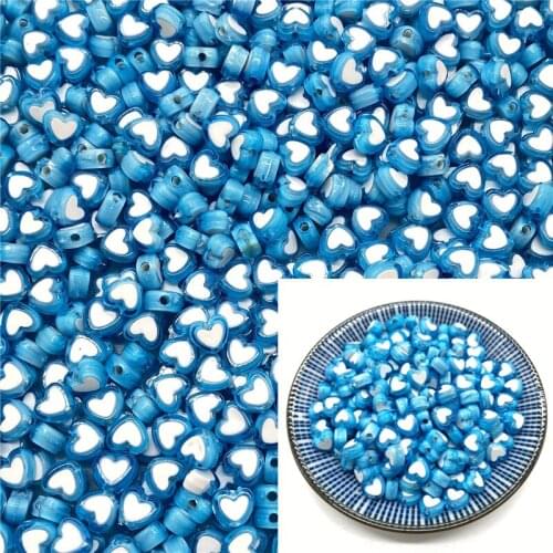 50pcs 8x5mm Love Acrylic Bead Loose Spacer Beads For Jewelry Making DIY Bracelet Accessories #A46a12