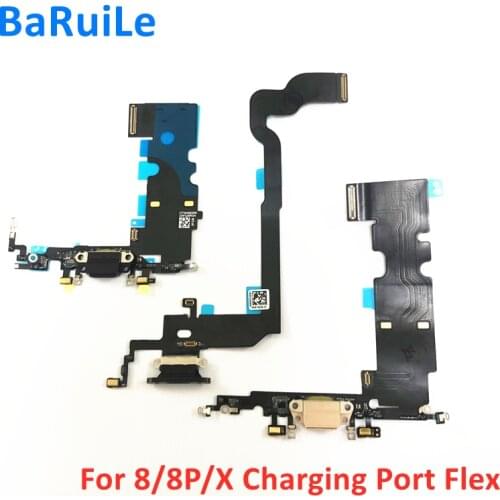 BaRuiLe 5pcs Original Charging Port Flex Cable for iPhone 7 8 Plus X XS Max Dock Connector USB Charger Port Ribbon Repair Parts