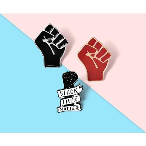 Against Racism Fist Enamel Lapel Pins BLM Banner Brooches Badges Fashion Pins Gifts for Friends Wholesale Jewelry