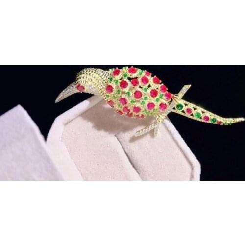 Birds brooch multi color 925 sterling silver with cubic zircon fine women jewelry free shipping high quality 20*77MM