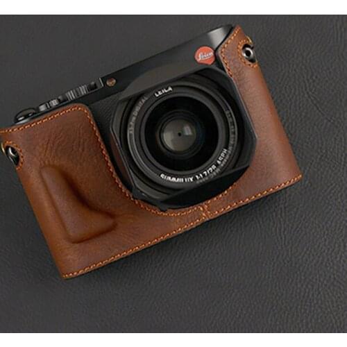 Handmade Genuine Leather Camera Half Case for Leica Q/QP Brown