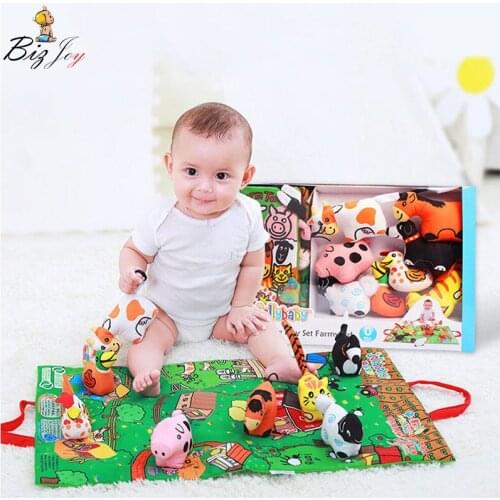 Jurassic Dinosaur Jungle Farm 3D Cloth Book World Baby Toys Toddler Infant Kids Non-Toxic Fabric Cognize Early Rattle