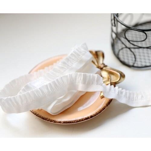 1M Elastic Pleated Lace Materials Ribbons White Lace Fabric 1.8cm Guipure Decor Trim Sewing Ribbon Craft Supplies dentelle QZ49